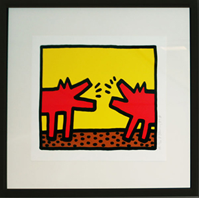 KEITH HARING "DOGS" SILKSCREEN POP SHOT IV 13"X16" 1989