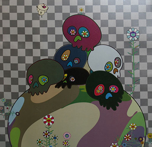 TAKASHI MURAKAMI "SKULLS ROCK" LITHOGRAPH 27" X 27"