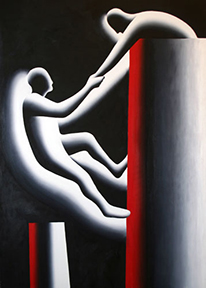 KOSTABI "INSIDER TRADING" ACRYLIC / CANVAS 84 X 60 IN