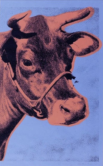 ANDY WARHOL "COW II.11A" SCREENPRINT ON WALLPAPER 45X29