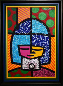 ROMERO BRITTO "CONEHEAD" ACRYLIC/CANVAS 41" X  32"