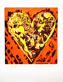 JIM DINE "HEART FOR FILM FORUM" WOODCUT 23 X 17 IN