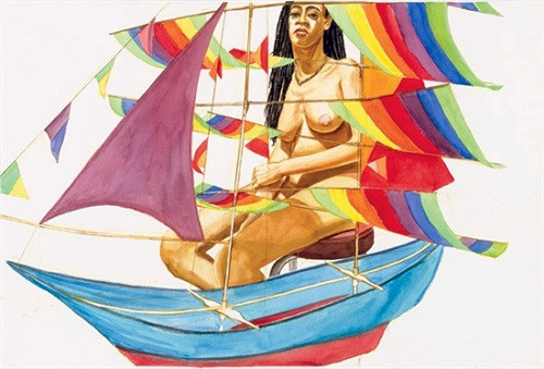 PHILIP PEARLSTEIN - MODEL WITH CHINESE KITE PHILIP PEARLSTEIN - MODEL WITH CHINESE KITE